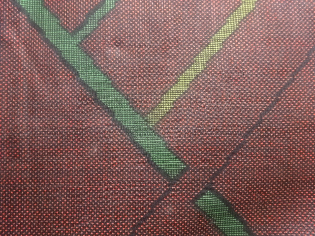 JAPANESE KIMONO / ANTIQUE KIMONO / SILK / DORO OSHIMA TSUMUGI / WOVEN GEOMETRIC / 5MARUKI